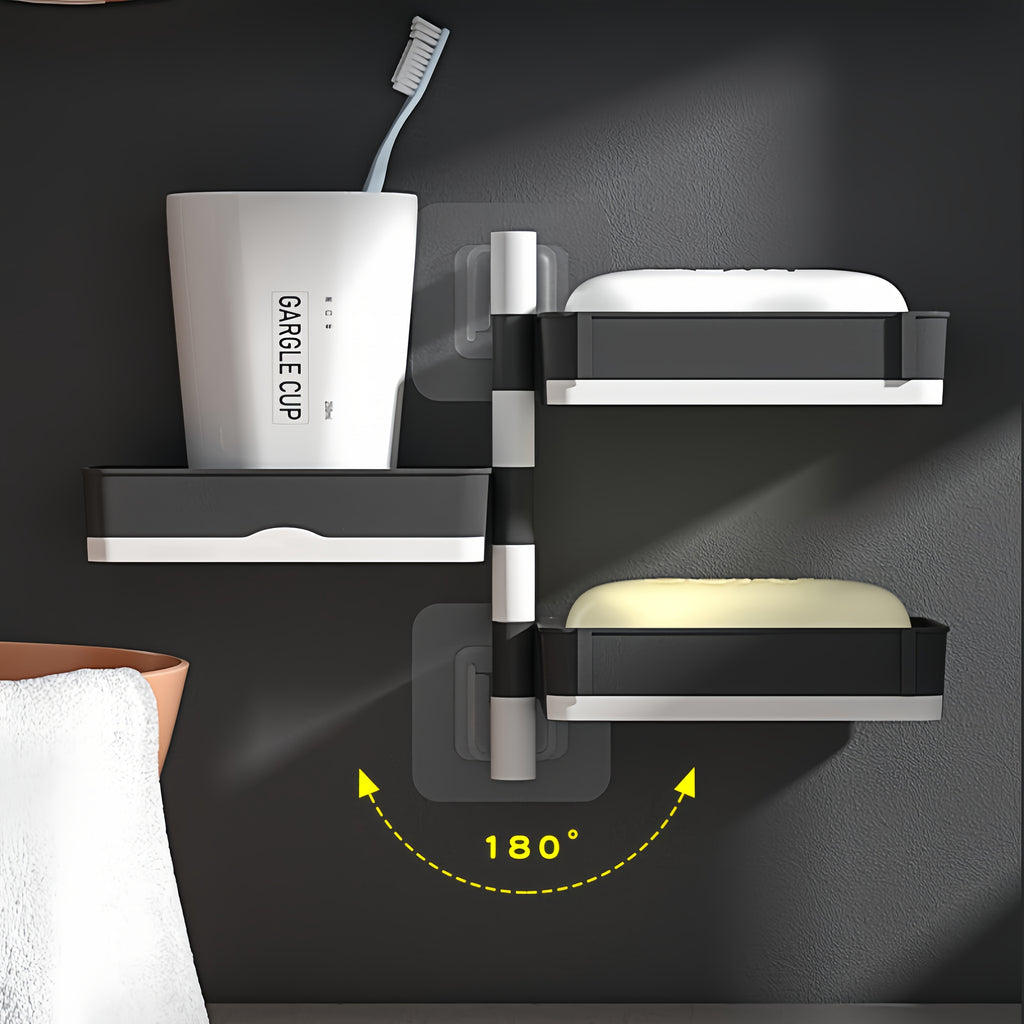 No-Drill 180° Rotating Quick-Drain Soap Organizer
