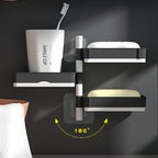 No-Drill 180° Rotating Quick-Drain Soap Organizer