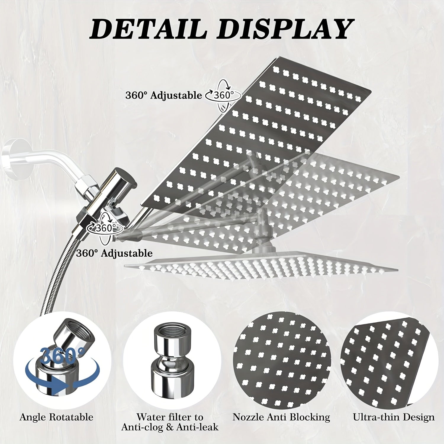 High-Pressure Stainless Steel Rainfall & Handheld Shower Head (Wall-Mount)