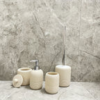 Durable Easy-Clean Beige Sandstone Bathroom Accessories Set (4-Piece)