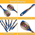 Pakkawood Blue-Handled Food-Safe Utensil Set (7-Piece)