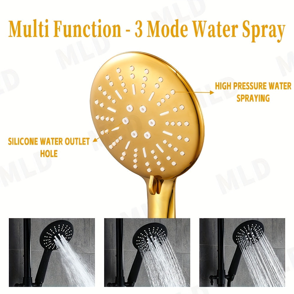 All-Metal Gold Rainfall & Handheld Shower Set (3-Way Diverter)