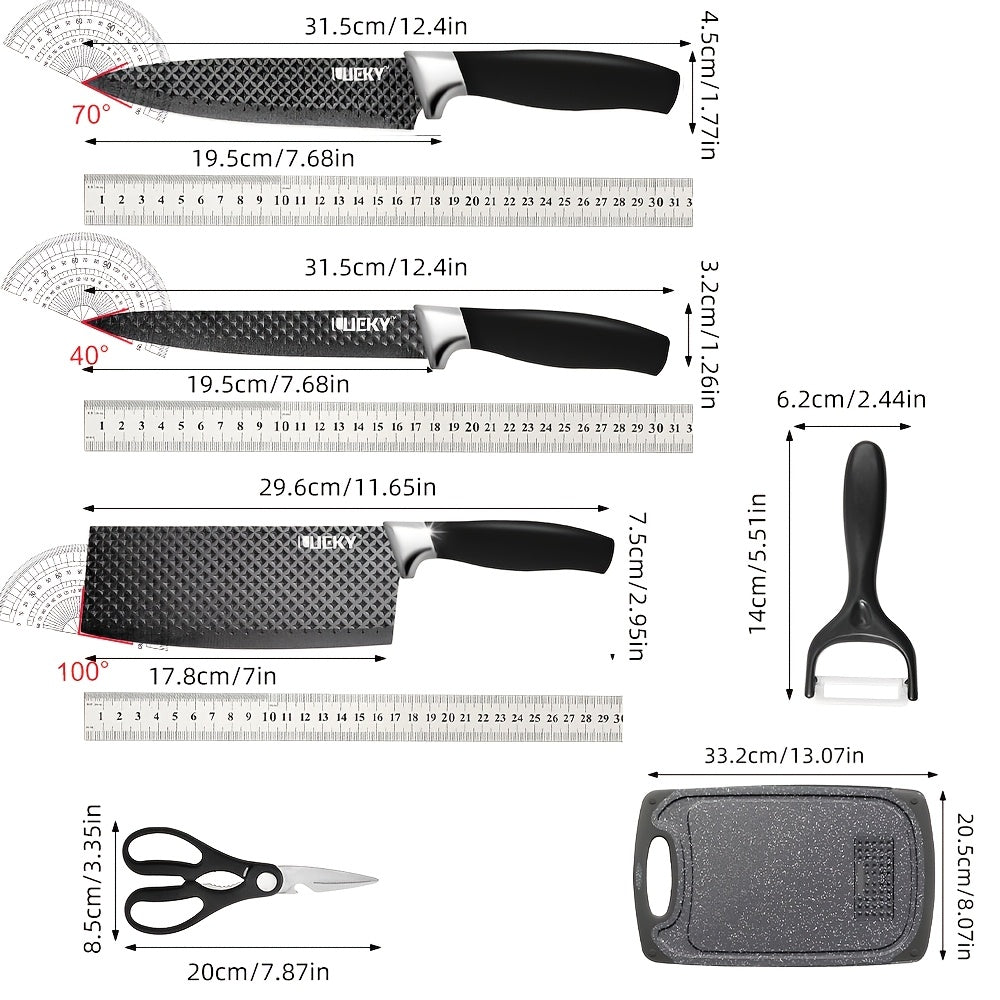 420 Stainless Steel Non-Stick Knife Set (6-Piece With Cutting Board)