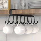 Stainless Steel No-Punch Cup Hook Rack (12-Hook Double-Row)