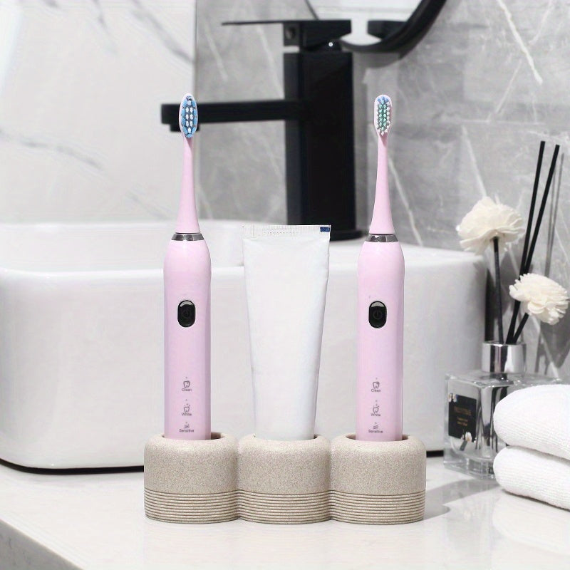 Textured Resin Multi-Compartment Toothbrush Holder