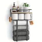 Space-Saving Carbon Steel Wall-Mounted Towel Rack