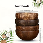 Handmade Polished Coconut Bowls (Set of 4)