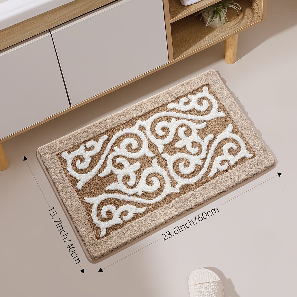 Extra-Soft Absorbent Polyester Bath Mat (Non-Slip TPR Backing)