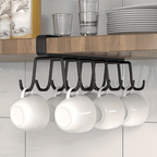 Stainless Steel No-Punch Cup Hook Rack (12-Hook Double-Row)