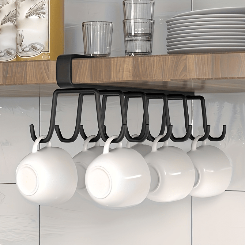 Stainless Steel No-Punch Cup Hook Rack (12-Hook Double-Row)