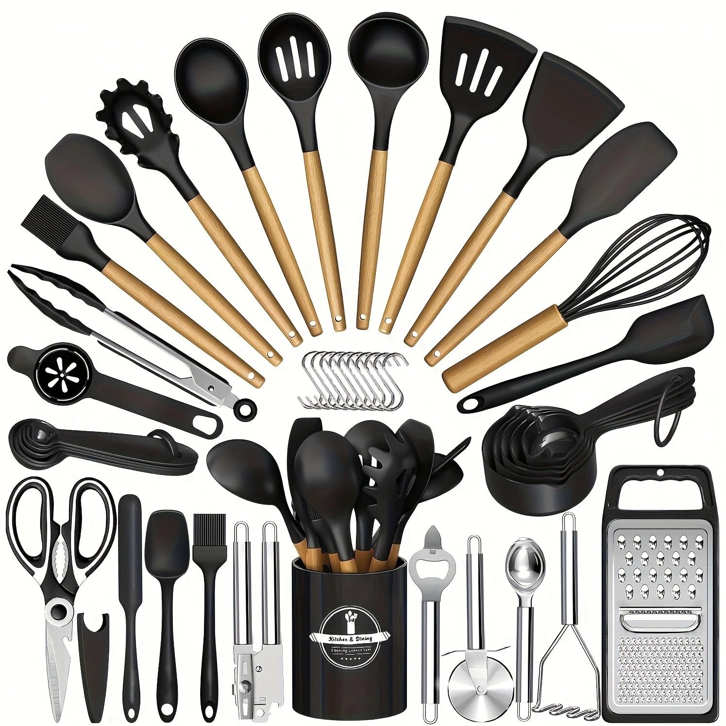 Heat-Resistant Silicone & Dishwasher-Safe Utensil Set (37/44 Pcs)