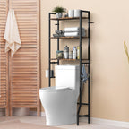 Space-Saving 3-Tier Wood Over-Toilet Shelf (Freestanding, Paper Holder & Hooks)