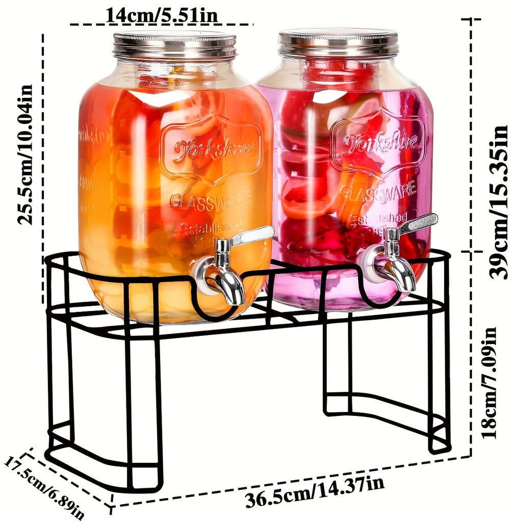 Glass Fruit Infuser & Ice Cylinder Beverage Dispenser (Set of 2, 1 Gallon)