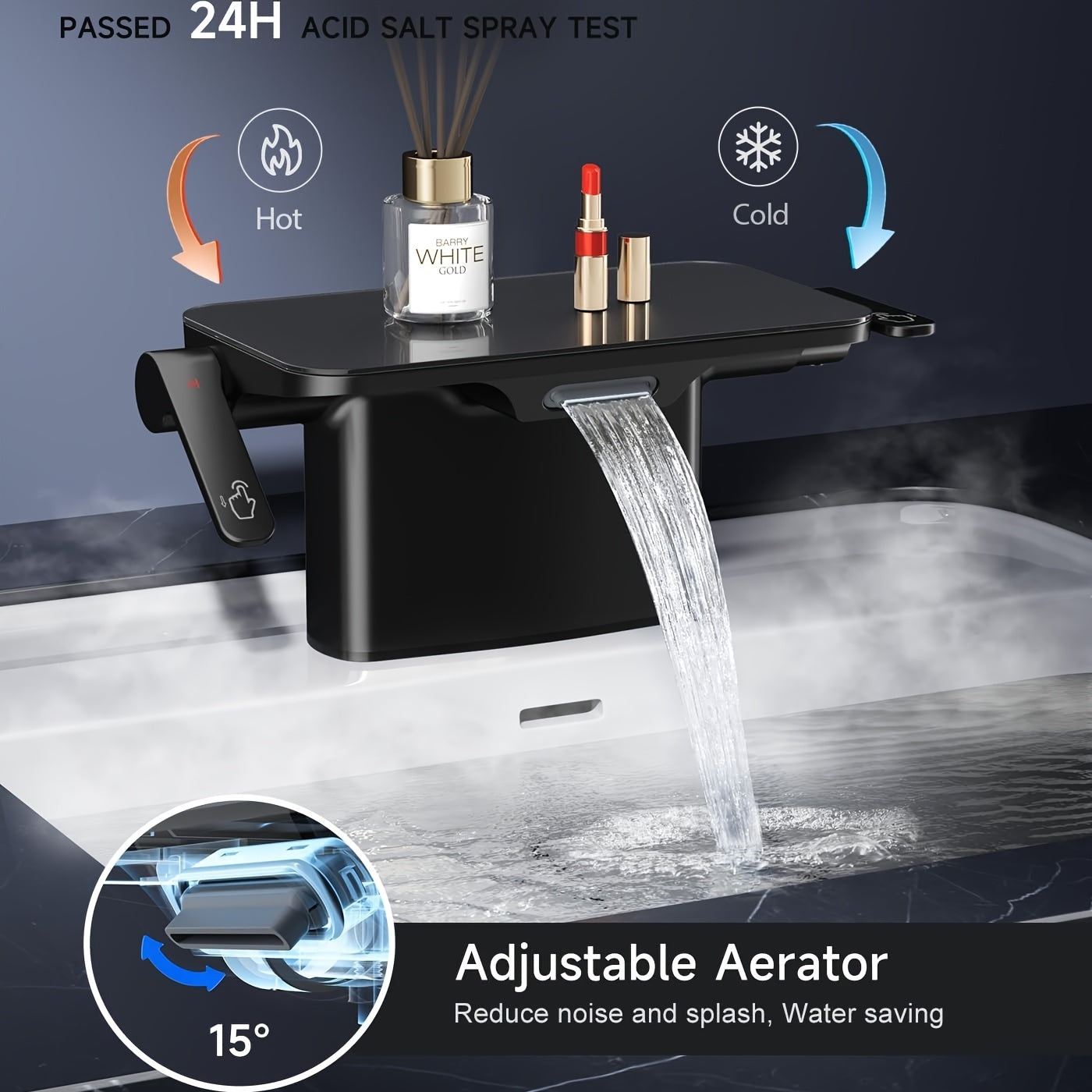 Matte Black Dual-Handle Water-Saving Bathroom Faucet (4-Inch Centerset)