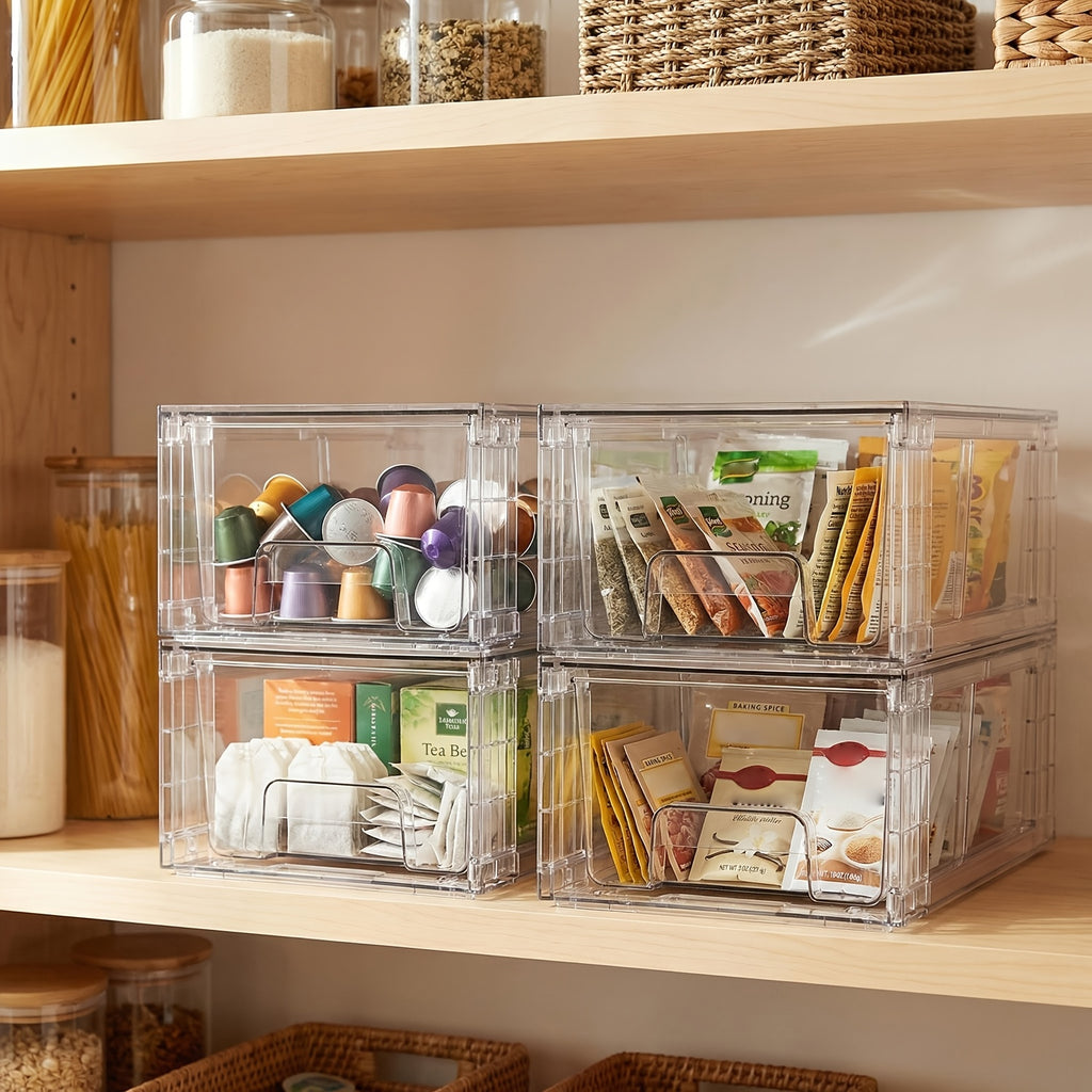 Clear Acrylic Stackable Drawer Bins With Handles