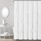 Handmade-Style Ruched Scalloped Shower Curtain (72 x 72 in)