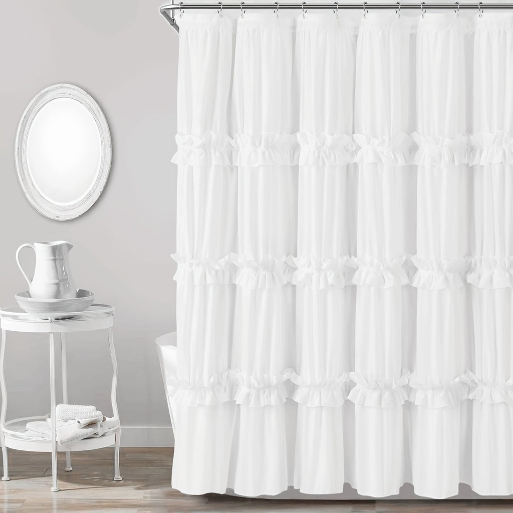 Handmade-Style Ruched Scalloped Shower Curtain (72 x 72 in)