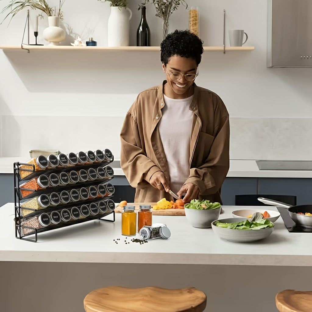 28-Jar Cast Iron Spice Rack (Wall-Mountable, 386 Labels)