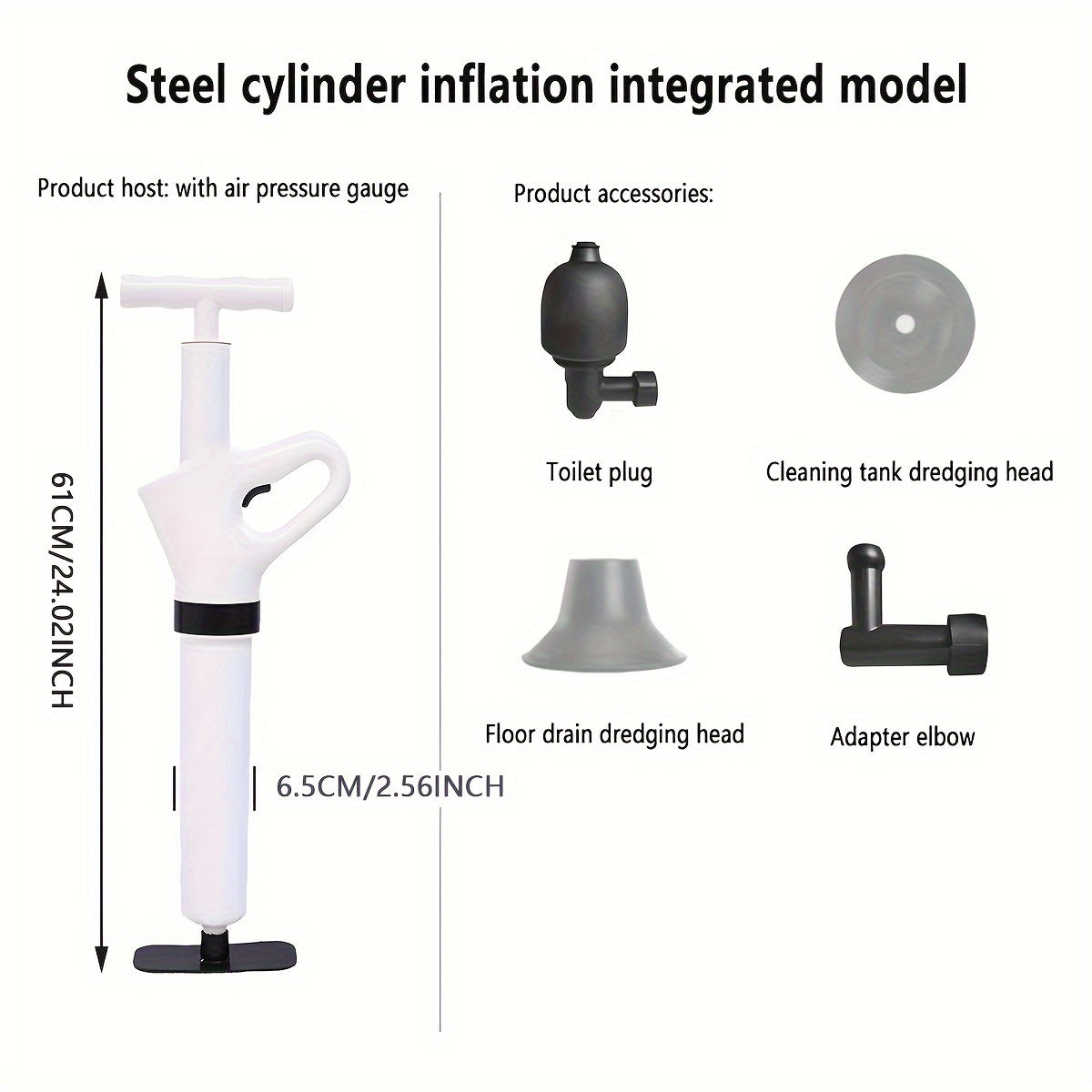Power-Free PVC Drain Plunger (Toilet & Sink)