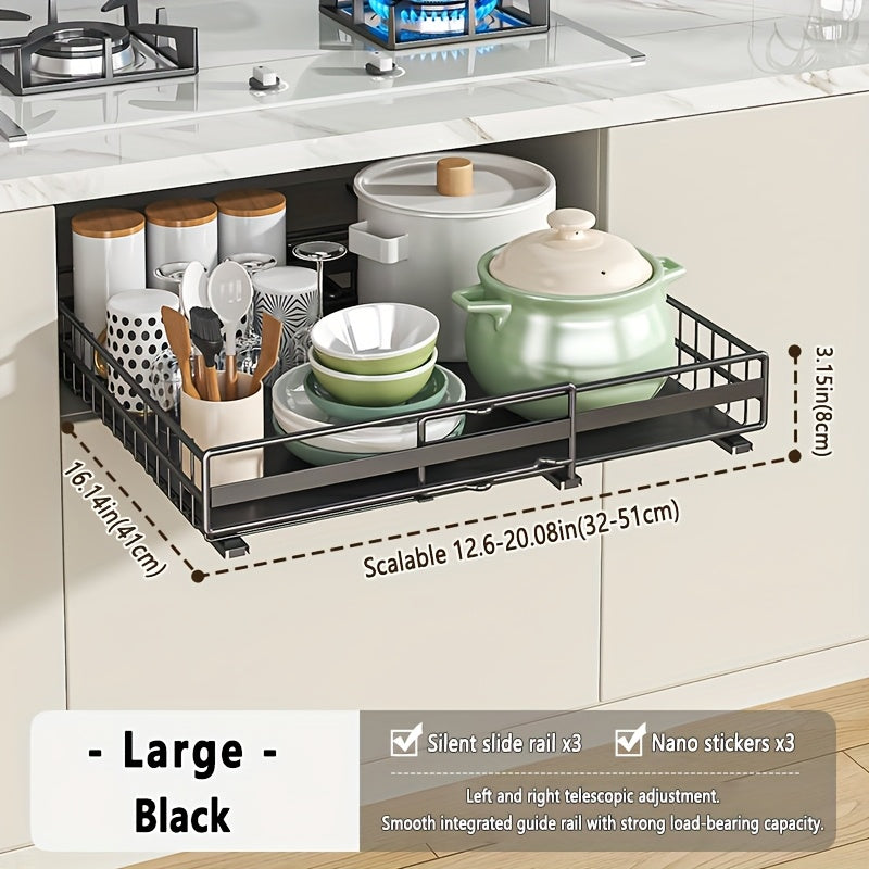 Smooth-Glide Heavy-Duty Metal Pull-Out Cabinet Rack (8-Tier)
