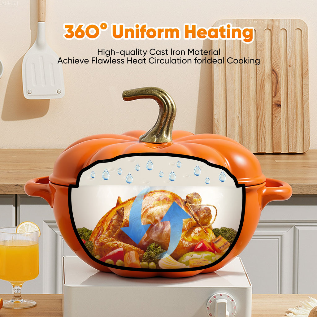 Pumpkin-Shaped Enameled Cast Iron Dutch Oven (4.5 Quart)