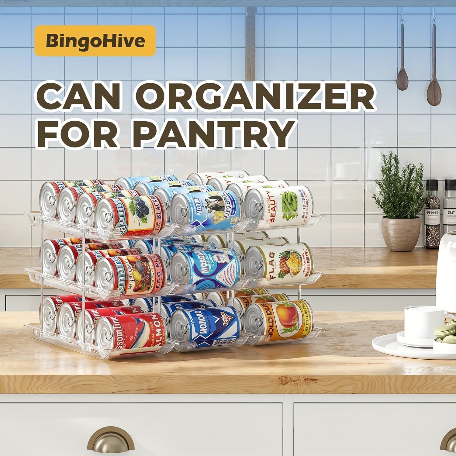 Transparent PET Auto-Roll & Stackable Can Rack (Set of 3)