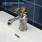 Marble Pattern Gold-Plated Ceramic Valve Basin Faucet (Single-Hole)