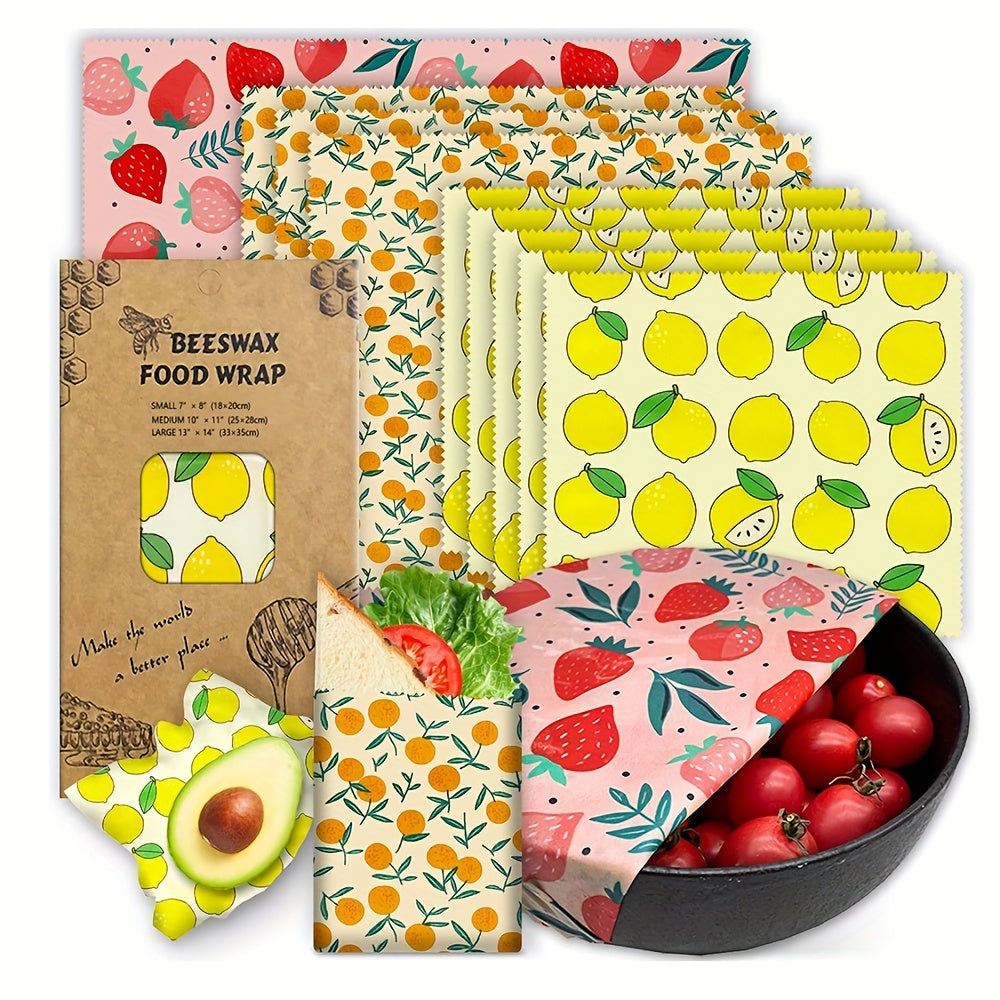 Reusable Non-Toxic Beeswax Food Wraps (9-Piece Set)