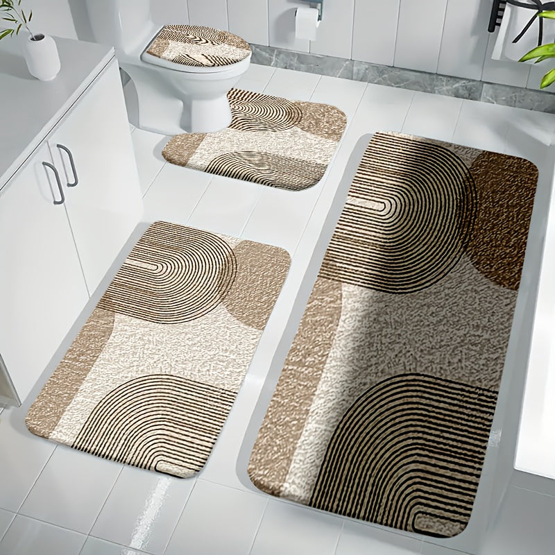 Plush Flannel & Non-Slip Bathroom Mat Set (4-Piece)