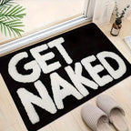 Soft Flannel Absorbent & Machine-Washable Bathroom Mat (Get Naked Print)