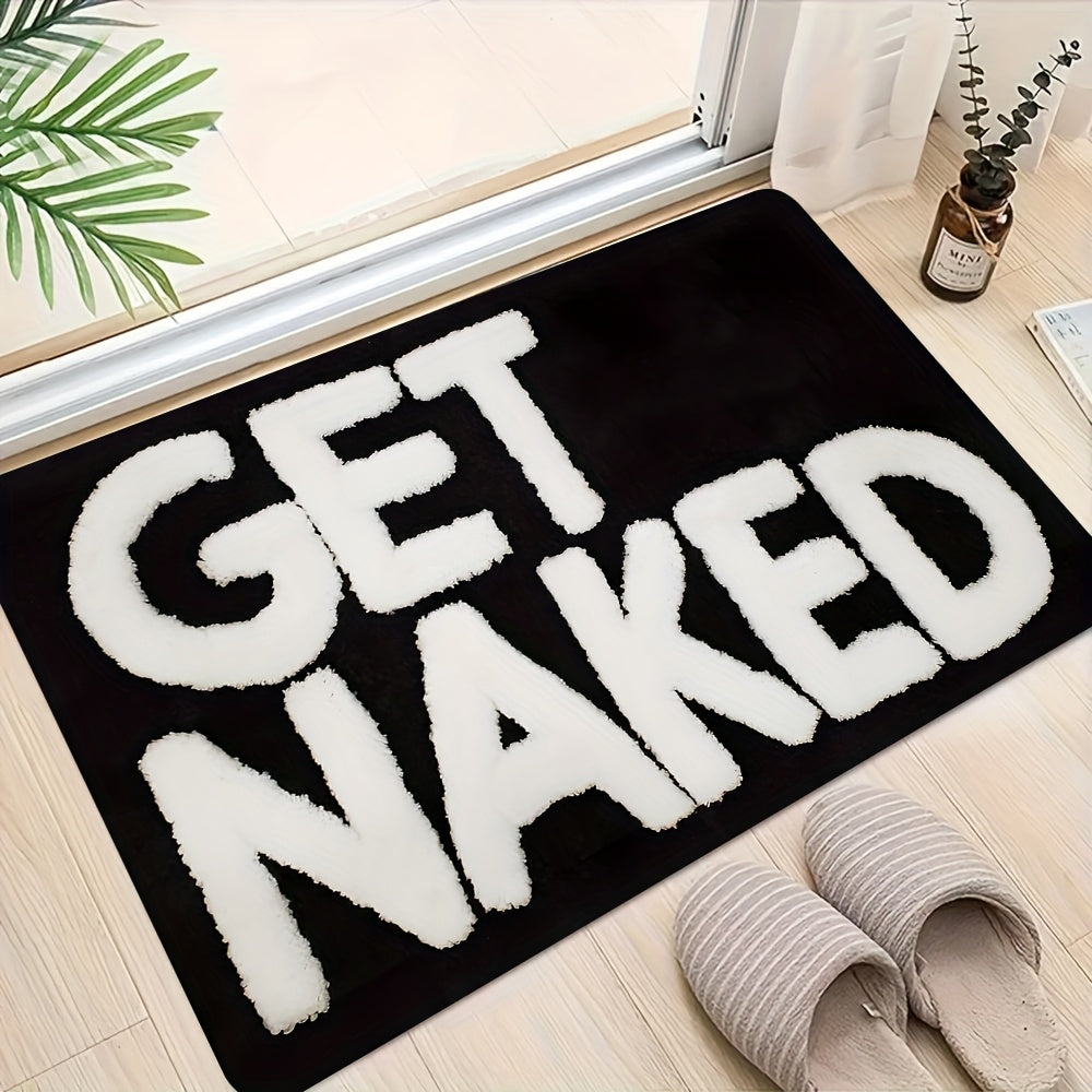 Soft Flannel Absorbent & Machine-Washable Bathroom Mat (Get Naked Print)