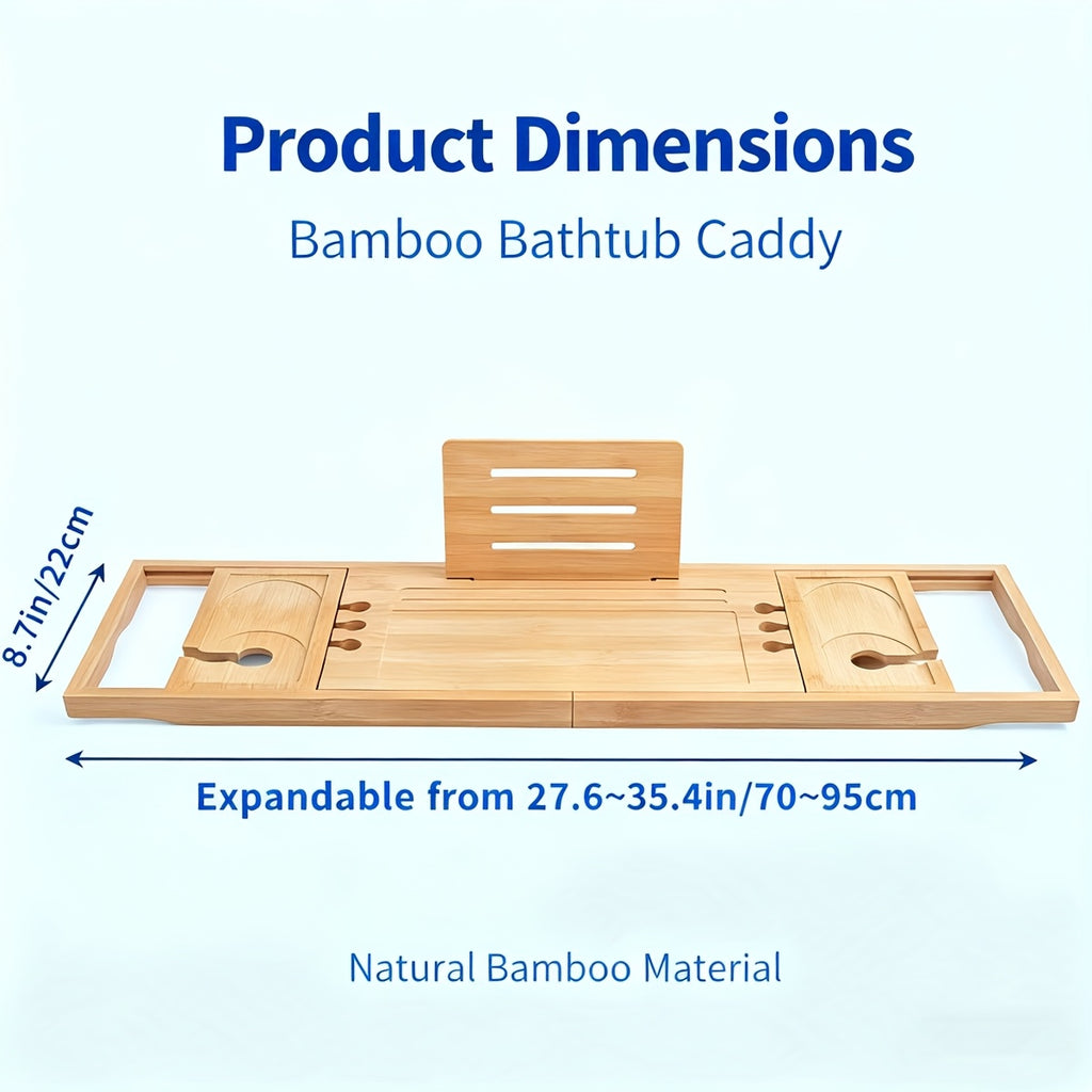 Retractable Bamboo Multi-Slot Bathtub Caddy