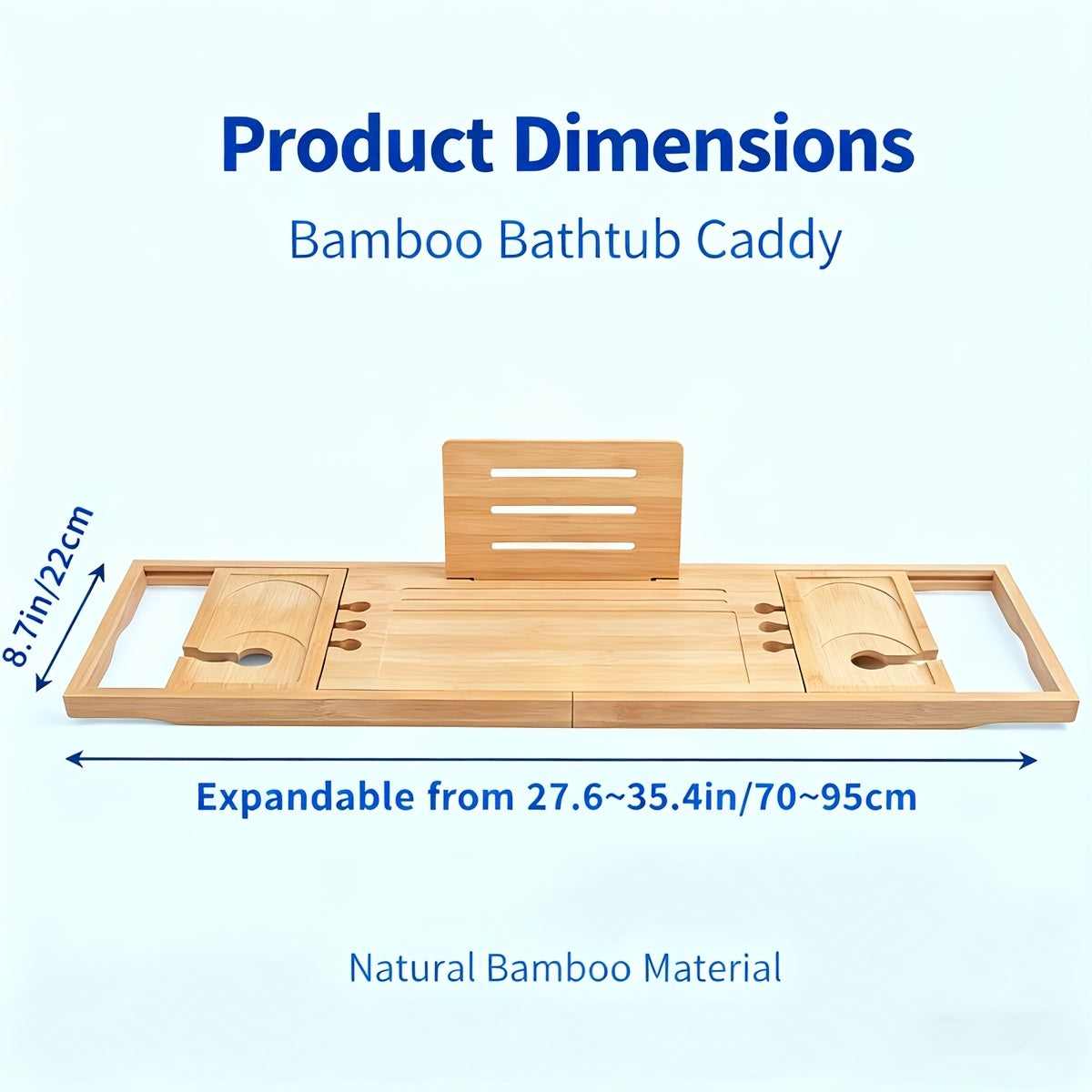 Retractable Bamboo Multi-Slot Bathtub Caddy