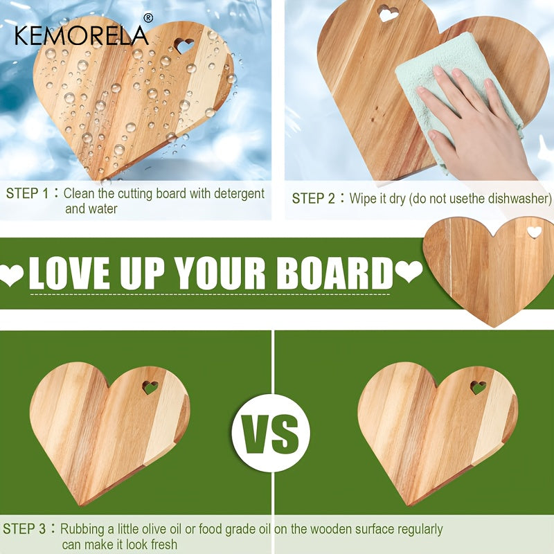 Heart-Shaped Acacia Wood Bread & Cheese Board