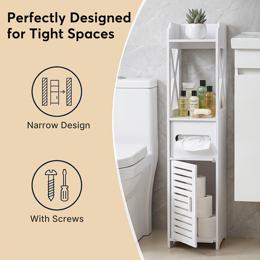 Slim Freestanding Bathroom Storage Cabinet (4-Shelf)