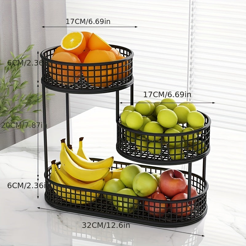 Cast Iron Multi-Tier Oval Fruit Basket