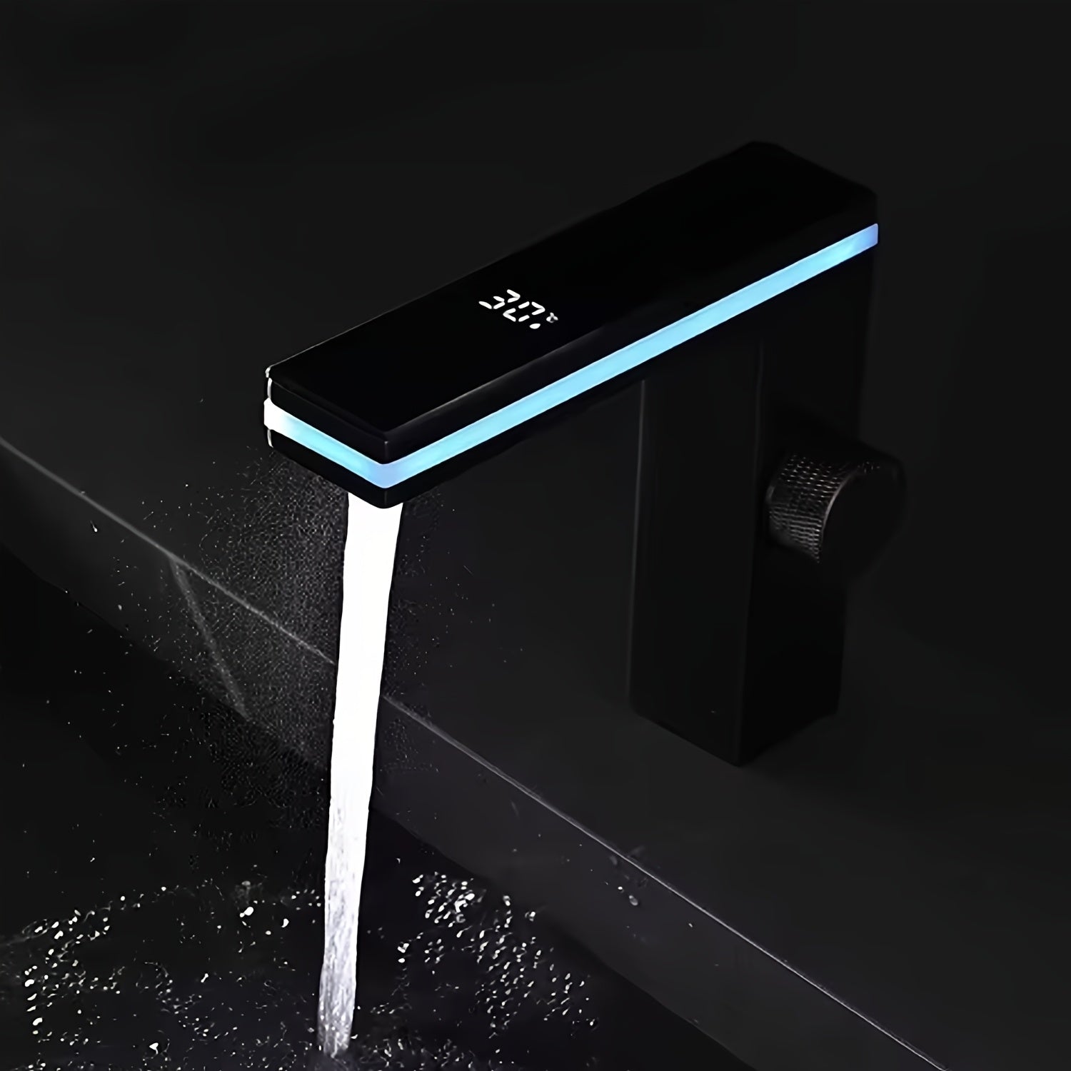Hydroelectric LED Temperature Display Stainless Steel Bathroom Faucet (Single-Hole)