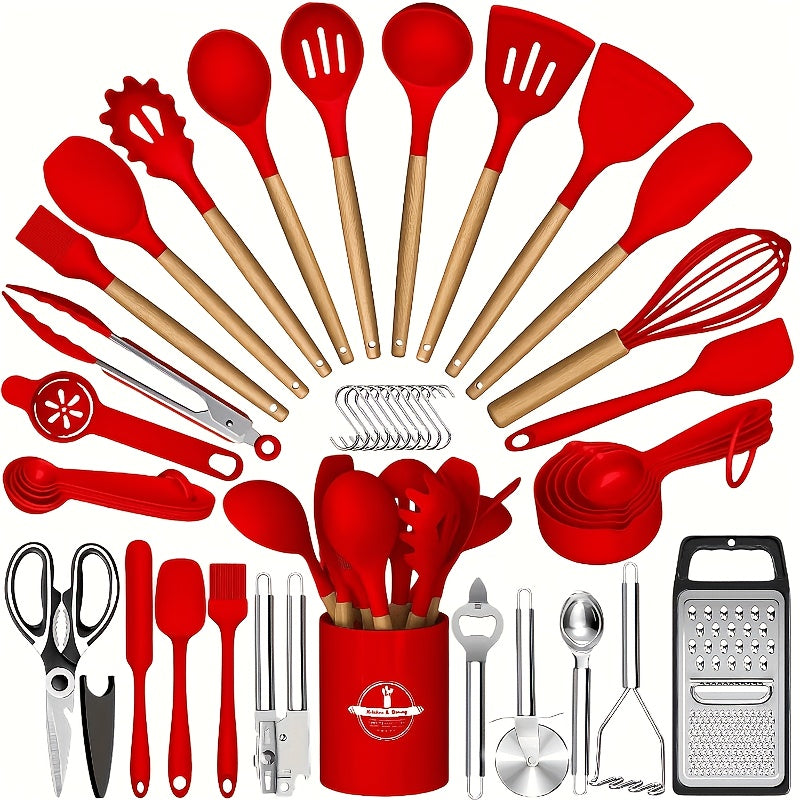Heat-Resistant Silicone & Dishwasher-Safe Utensil Set (37/44 Pcs)