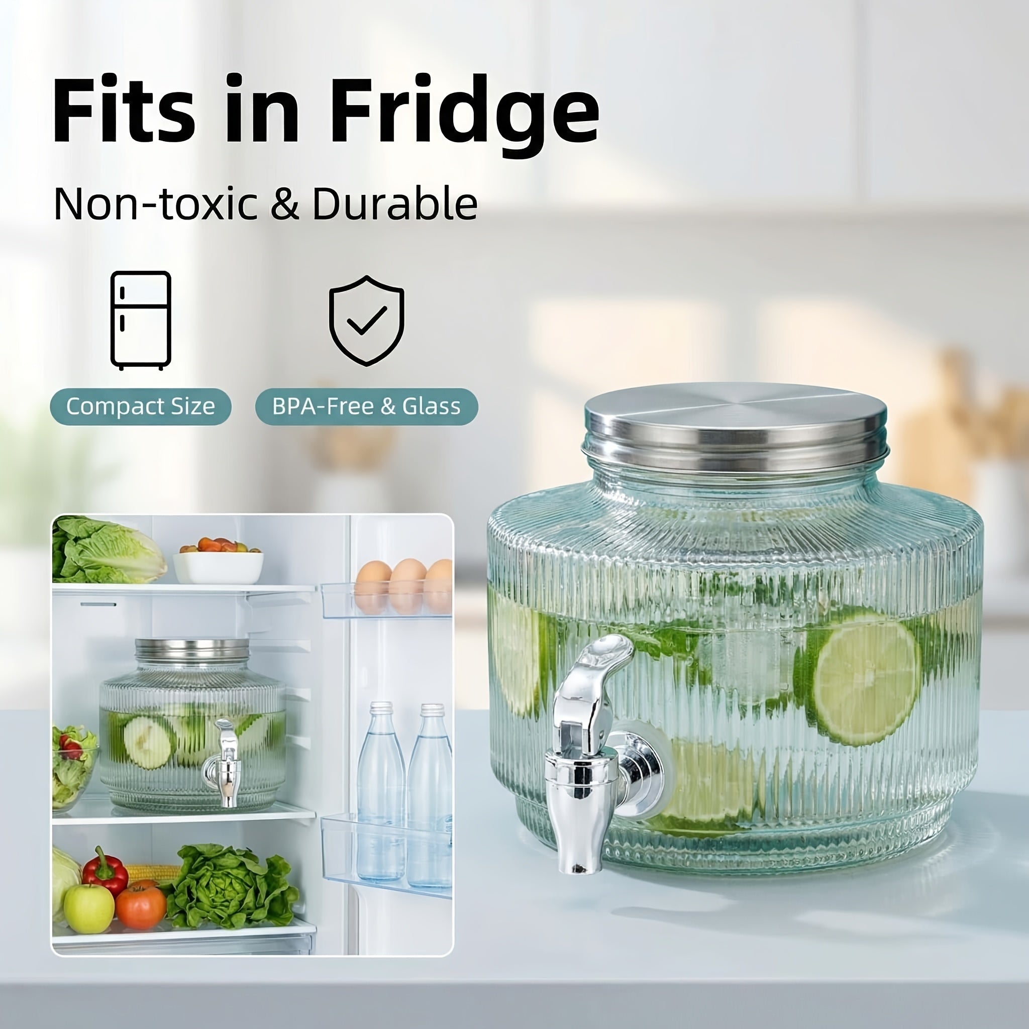 Borosilicate Glass Spout Drink Dispenser (2.5L)
