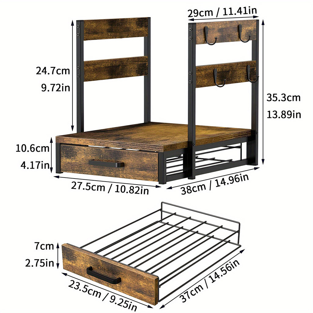 Space-Saving Wood Coffee Pod Organizer (35-Pod Capacity, Mug Rack)