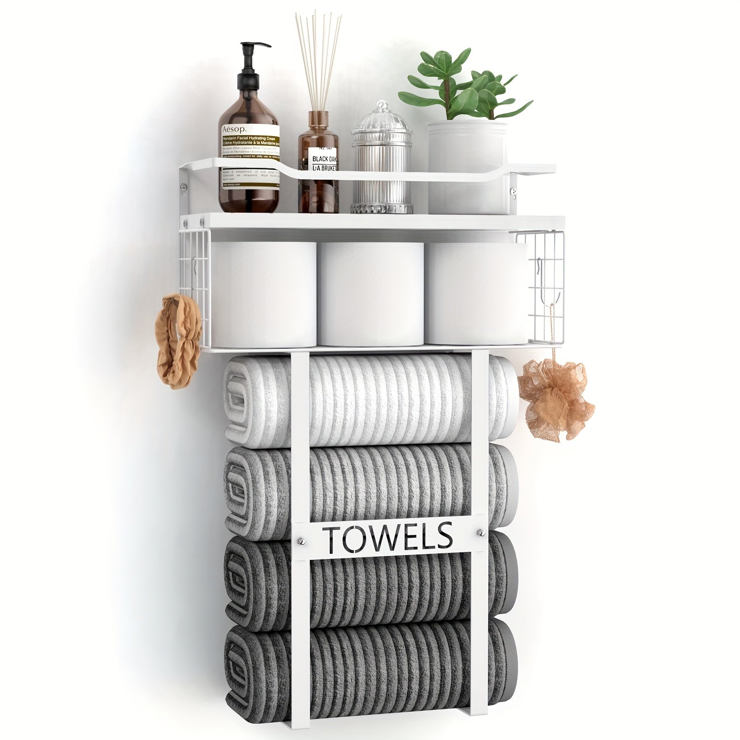 Space-Saving Carbon Steel Wall-Mounted Towel Rack