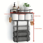 Space-Saving Carbon Steel Wall-Mounted Towel Rack