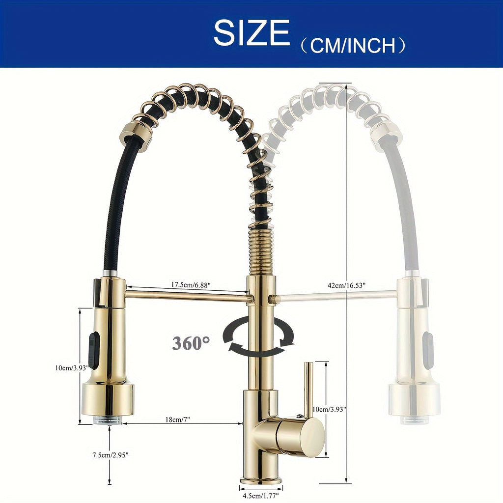 Brass 360° Swivel Kitchen Faucet (Hydroelectric LED)