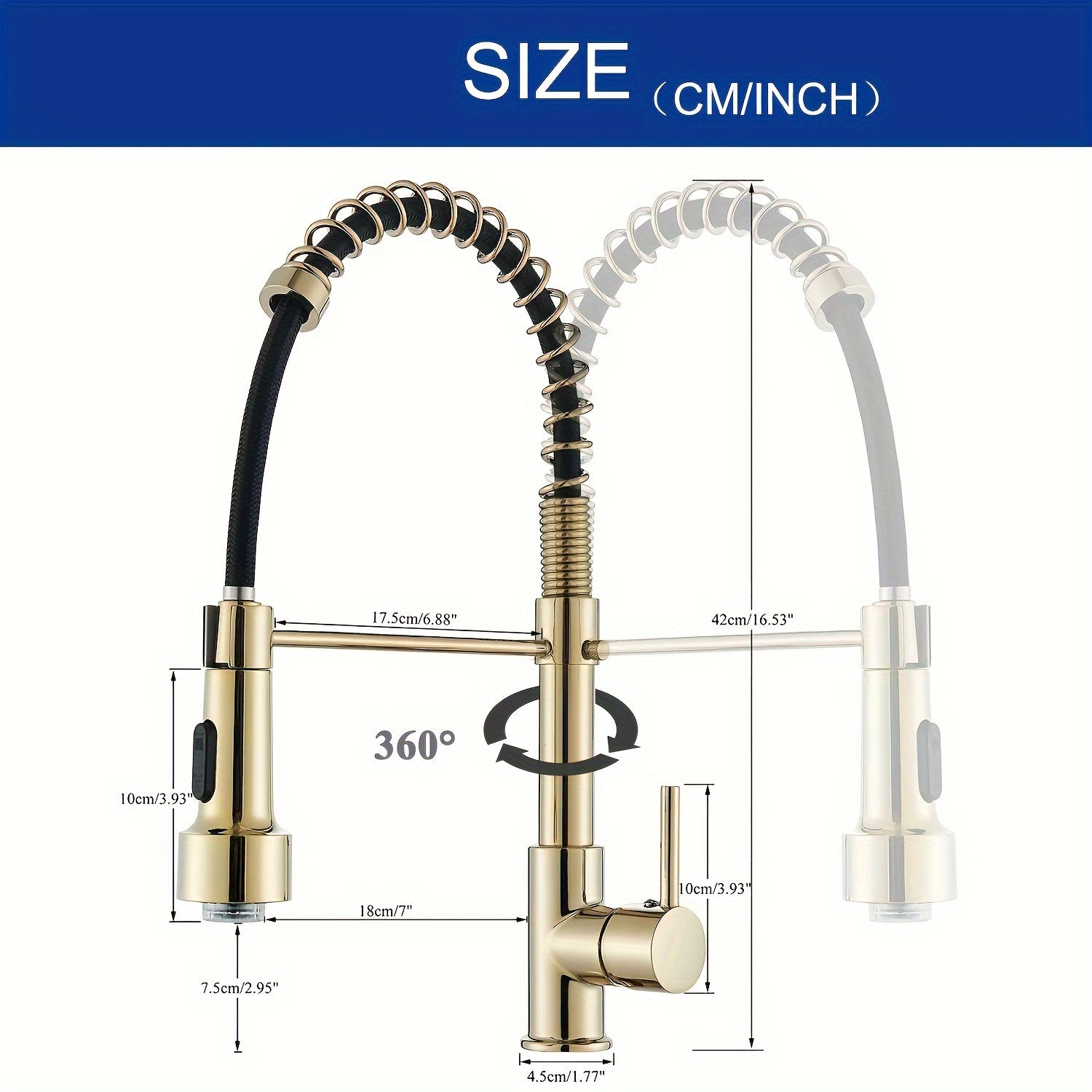 Brass 360° Swivel Kitchen Faucet (Hydroelectric LED)