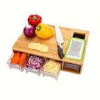 Bamboo Cutting Board With Container & Removable Grater