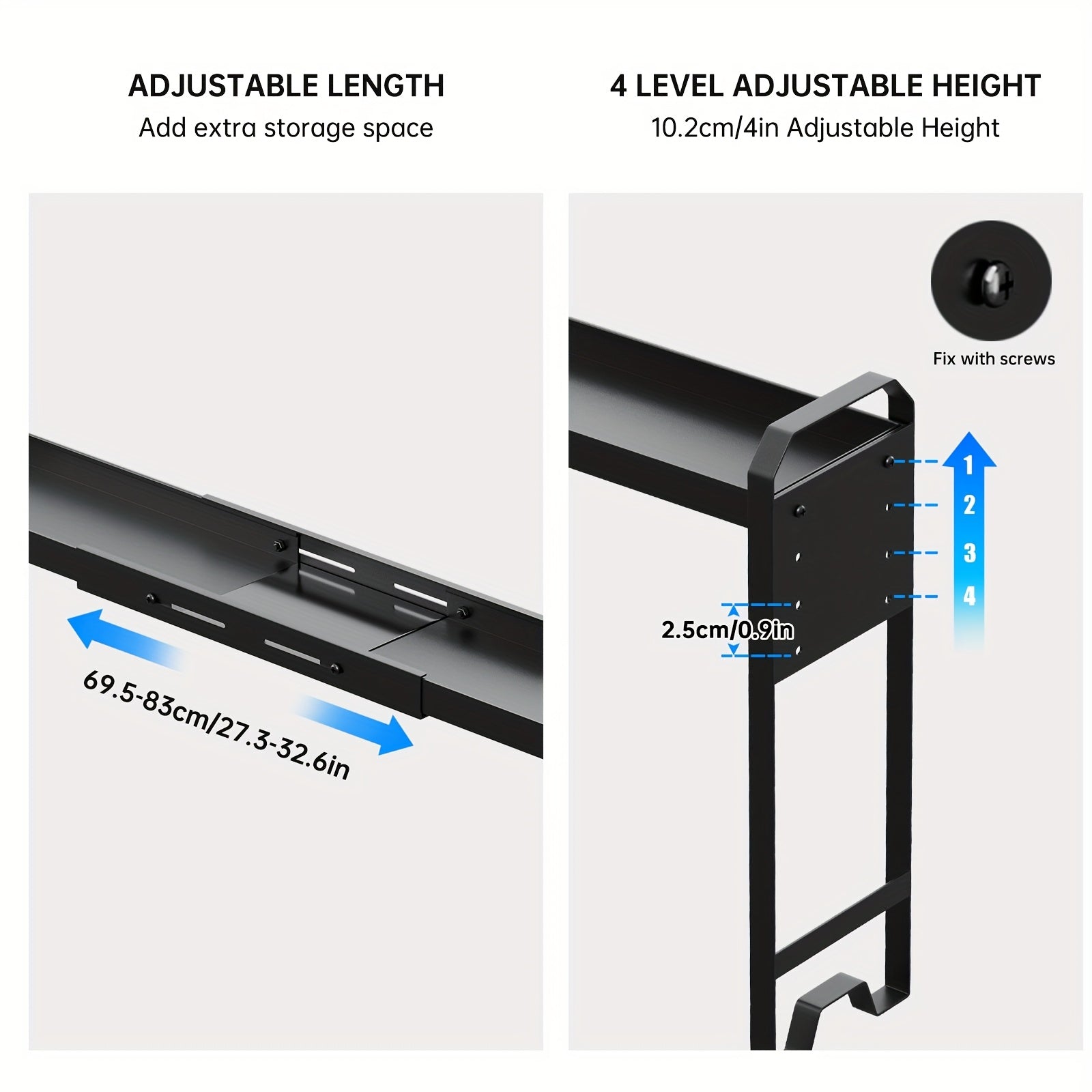 Expandable & Adjustable Powder-Coated Stove Shelf