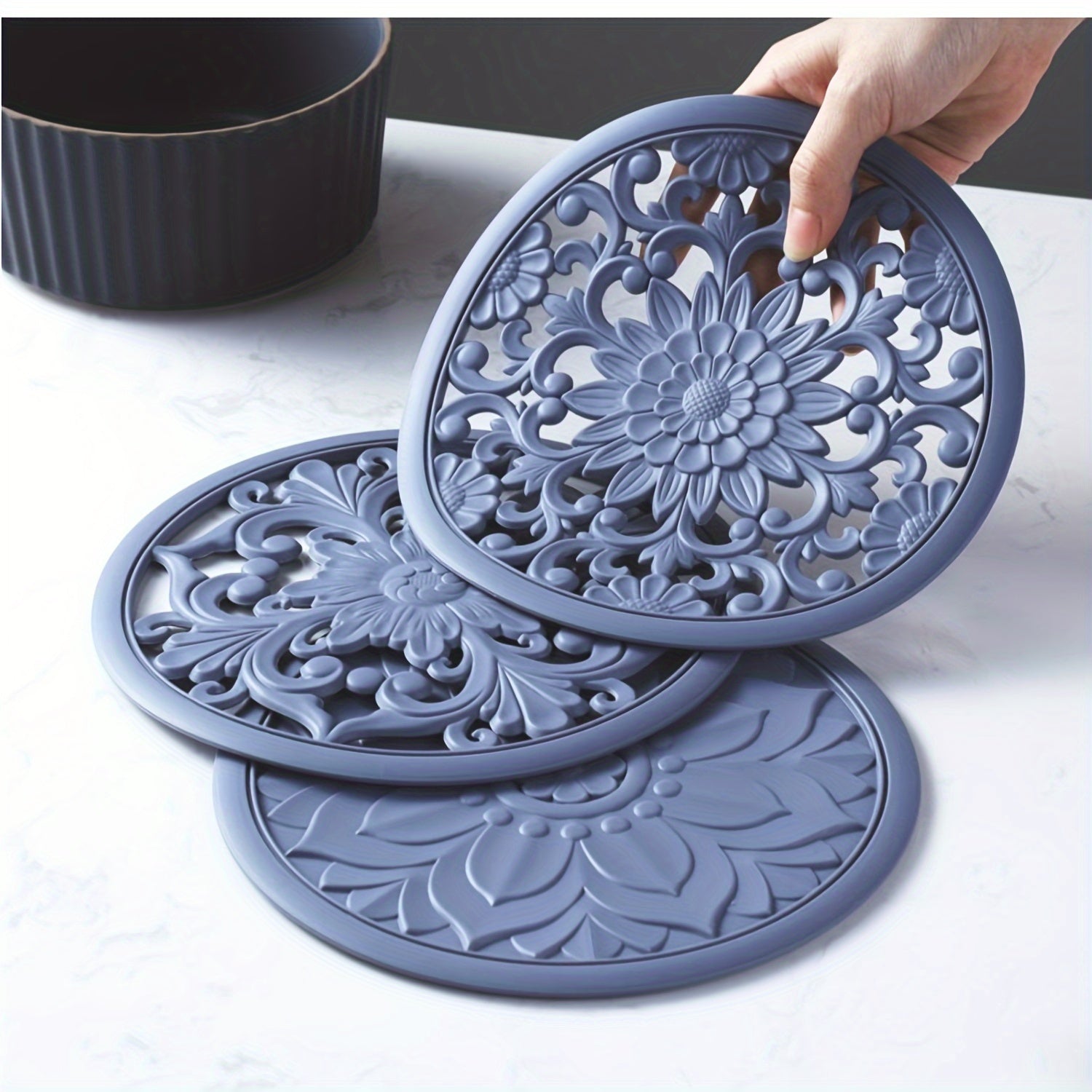 Heat-Resistant Non-Slip Silicone Trivet Set (3-Piece)