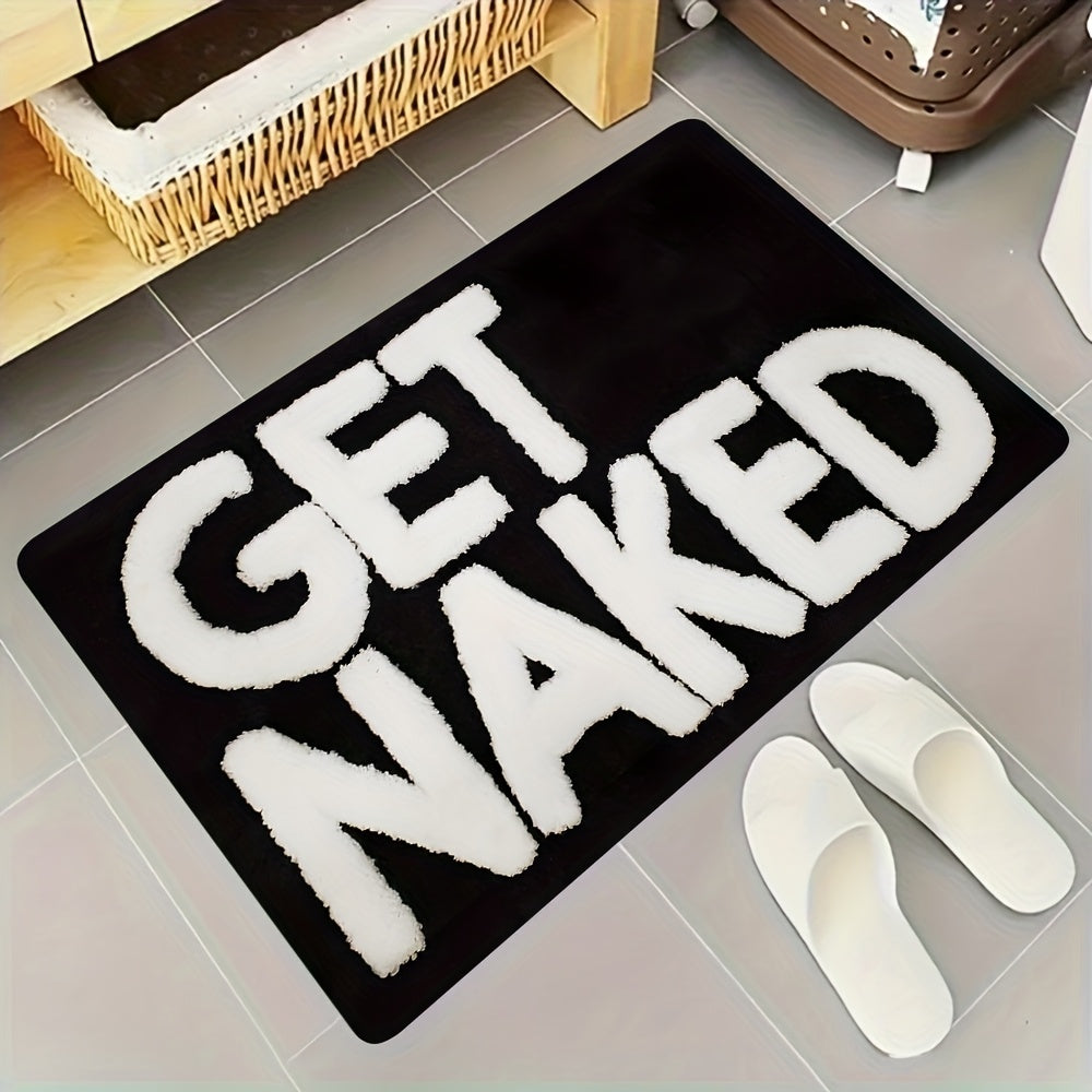 Soft Flannel Absorbent & Machine-Washable Bathroom Mat (Get Naked Print)
