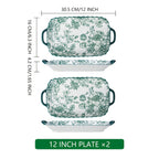 Green Rose Floral Ceramic Tableware Set (Multi-Piece)