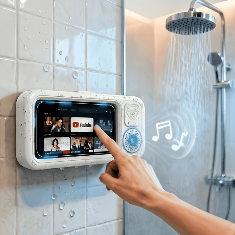 Water-Resistant 360° Rotating Shower Speaker & Phone Holder (Fits 4–6.8" Phones)